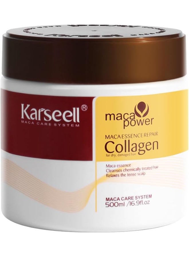 Karseell Collagen Hair Treatment Deep Repair Conditioning Argan Oil Collagen Hair Mask Essence for Dry Damaged Hair 16.90 oz 500ml - Image 1