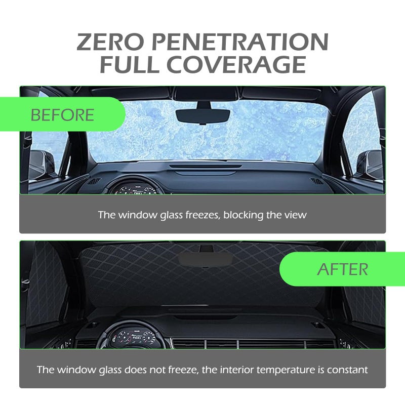 lekiliky Heavy Duty Snow Car Cover, Widened & Thickened Vehicle Hood Windows Protector with Cotton Liner, All Weather Scratch-resistant Insulation Car Body Protector,Universal for Most Cars, SUVs, Trucks - Image 2