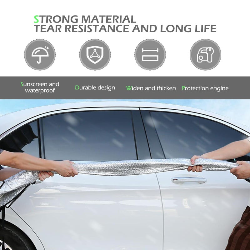 lekiliky Heavy Duty Snow Car Cover, Widened & Thickened Vehicle Hood Windows Protector with Cotton Liner, All Weather Scratch-resistant Insulation Car Body Protector,Universal for Most Cars, SUVs, Trucks - Image 3