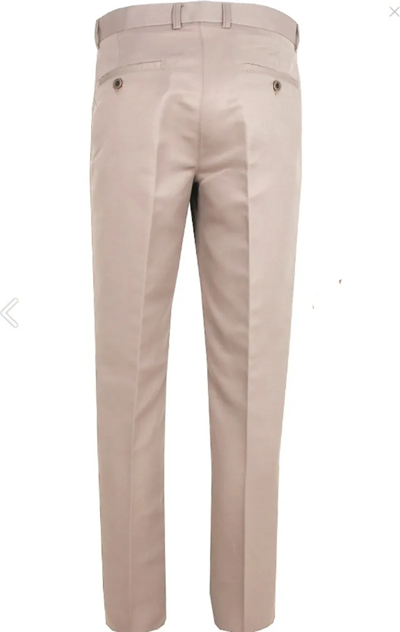 فاريتا Men's Beige Dobby Classic Cut Linen Trousers with Pockets