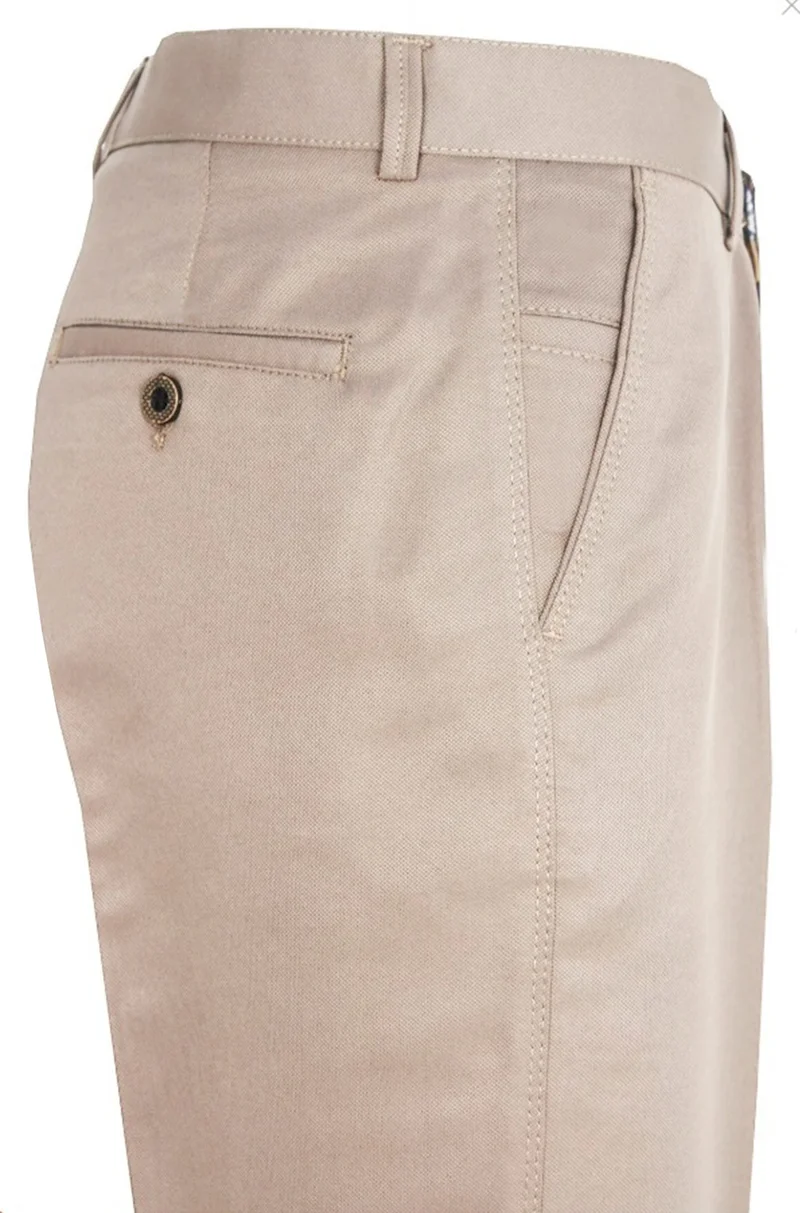 فاريتا Men's Beige Dobby Classic Cut Linen Trousers with Pockets