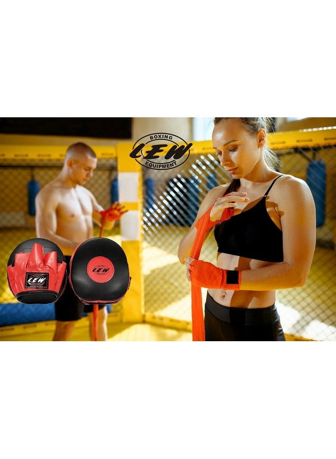 LEW Pre Curved Boxing/Kick Boxing Cuban Genuine Leather Focus Pad (Black & Red) - Image 4