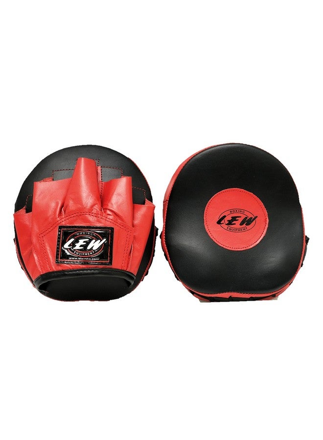 LEW Pre Curved Boxing/Kick Boxing Cuban Genuine Leather Focus Pad (Black & Red) - Image 1