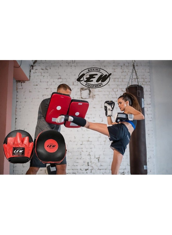 LEW Pre Curved Boxing/Kick Boxing Cuban Genuine Leather Focus Pad (Black & Red) - Image 3