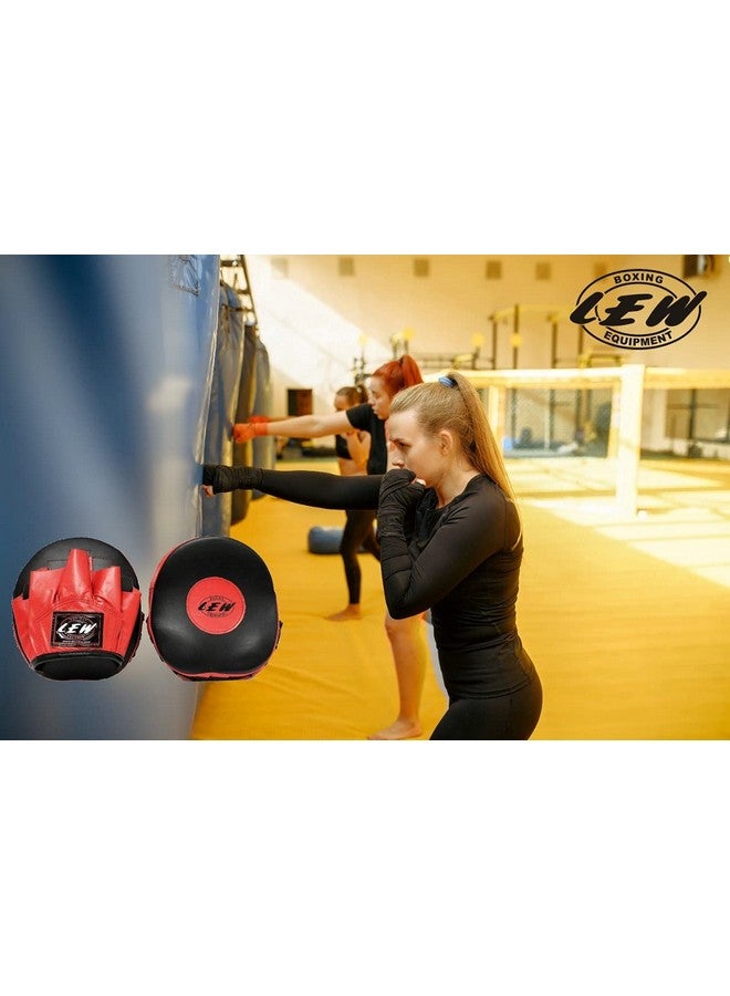 LEW Pre Curved Boxing/Kick Boxing Cuban Genuine Leather Focus Pad (Black & Red) - Image 5