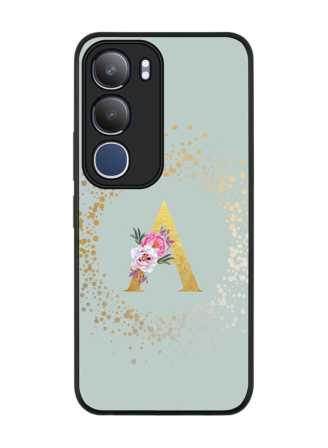 Stylizedd For vivo Y19s / Y19s Pro Case,Slim fit Camera Protection, Shockproof Thin Phone cover  - Custom Monogram Floral - A  (Light Grey )