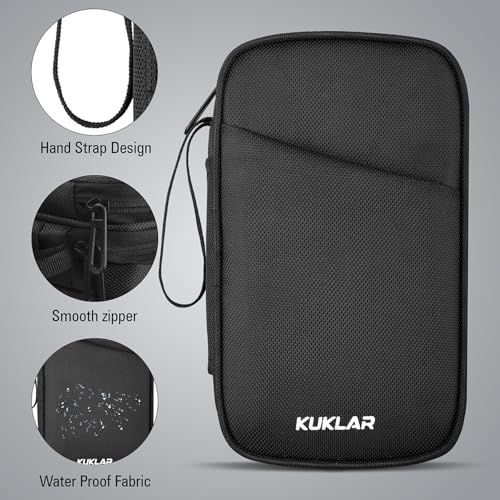 KUKLAR Travel Organizer Pouch Premium Zippered Case with Wrist Strap, Multi Pocket Storage Bag for Passport Documents, Cables Gadgets & Accessories Lightweight Durable & Portable(Black) - Image 4