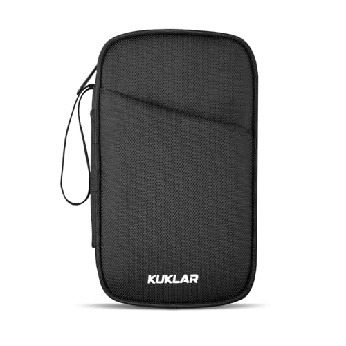 KUKLAR Travel Organizer Pouch Premium Zippered Case with Wrist Strap, Multi Pocket Storage Bag for Passport Documents, Cables Gadgets & Accessories Lightweight Durable & Portable(Black) - Image 1