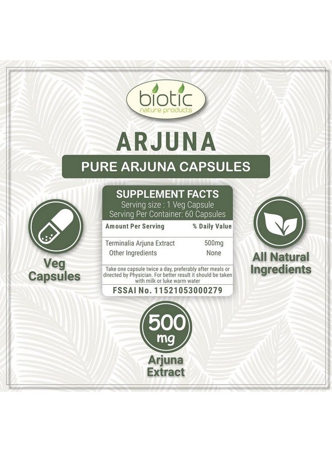 Biotic Arjuna Capsules Terminalia Arjuna Extract for Heart Care 500mg - 120 Veg Capsules (Pack of 2) - Image 4