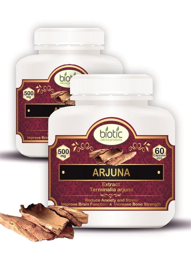 Biotic Arjuna Capsules Terminalia Arjuna Extract for Heart Care 500mg - 120 Veg Capsules (Pack of 2) - Image 1