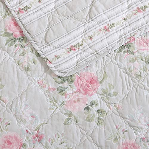 Laura Ashley - Queen Quilt Set, Reversible Cotton Bedding with Matching Shams, Lightweight Home Decor for All Seasons (Bedford Pink, Queen) - Image 3