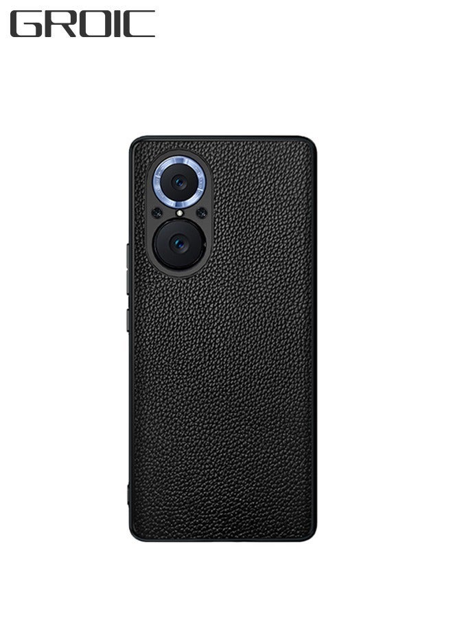 GROIC Huawei Nova9 SE Case 6.78 Inch, Premium Real Leather Case,Scratch Resistant, Slim Full Protective Phone for -Litchi Grain  - Image 1