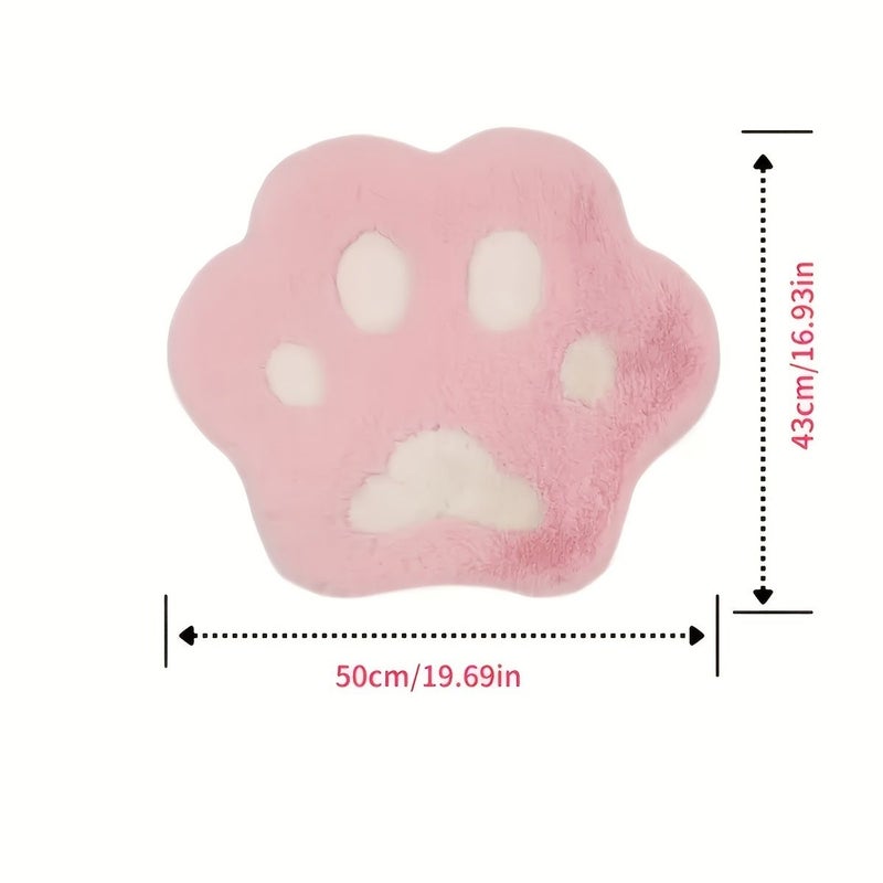 Grey Cat Paw Car Seat Cushion Winter Warmth Plush Non-Slip Universal Fit - Image 2