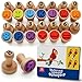 Coogam Wooden Alphabet Number Stamp Flashcard ABC Spelling Letter Stampers and Mathematics Learning Number Stampers Arts and Crafts Supplies Montessori Educational Toy Gifts for 3 4 5 Year Old - Image 4