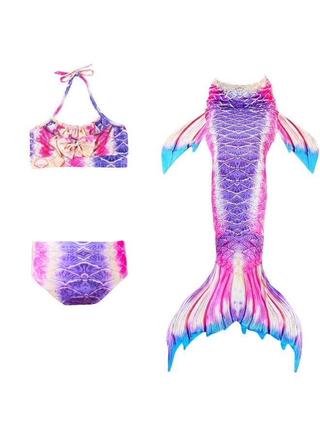 Mermaid Costume Dress - Girls Mermaid Fishtail Costume Dress - DH44, 130 - Princess Dress Up, Halloween Cosplay, Fancy Party Wear, Birthday Costume, Fantasy Outfit Swimsuit - Image 1