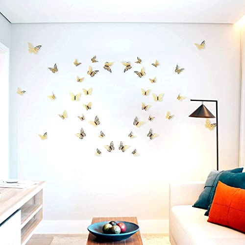 SpecialYou.in Special You Gold Butterfly Wall Stickers, Home Decor Items, Room Decoration Items, Butterfly Stickers for Wall Decor Items- 12 Pcs - Image 5