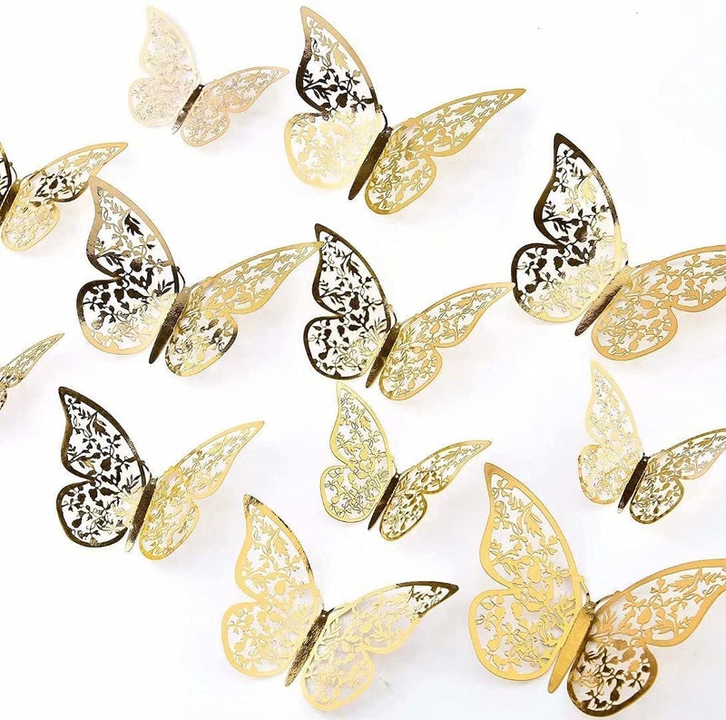 SpecialYou.in Special You Gold Butterfly Wall Stickers, Home Decor Items, Room Decoration Items, Butterfly Stickers for Wall Decor Items- 12 Pcs - Image 2