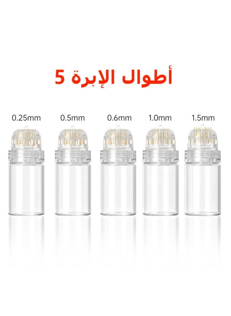 hydra 5 Pcs Hydra Needle Microneedle Fine Touch Serum Applicator 20 Micro Needle Titanium Applicator Bottle Anti-aging Skin Care Derma Stamp (0.25mm+0.5mm+0.6mm+1.0mm+1.5mm)  - Image 2
