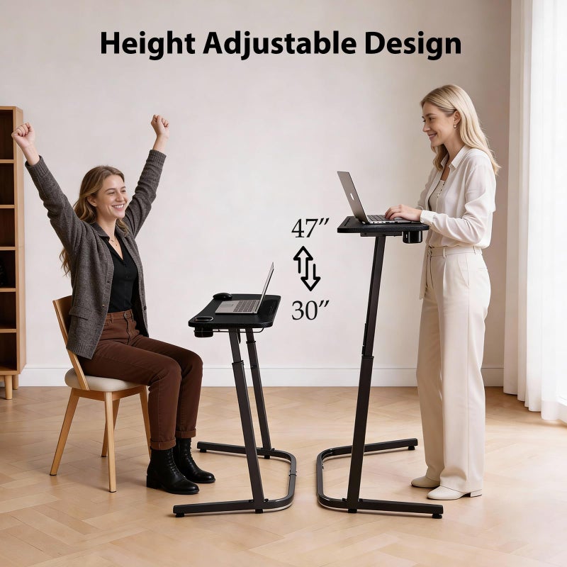VTORY Treadmill Desk â€“ Adjustable Desk for Walking Pad, Stable & Heavy-Duty Height 30"-47", Portable Walking Pad Desk Table Stand for Home Office & Work with Installation Guide (Black) - Image 2