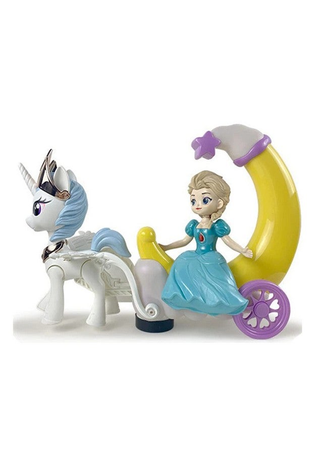vGRASSP VGRASSP Moon Carriage Princess Series Toy Doll with Unicorn and Moon Interactive Cute Doll Colorful LED Lights and Music for Girls (Color and Design as per Stock)  - Image 1