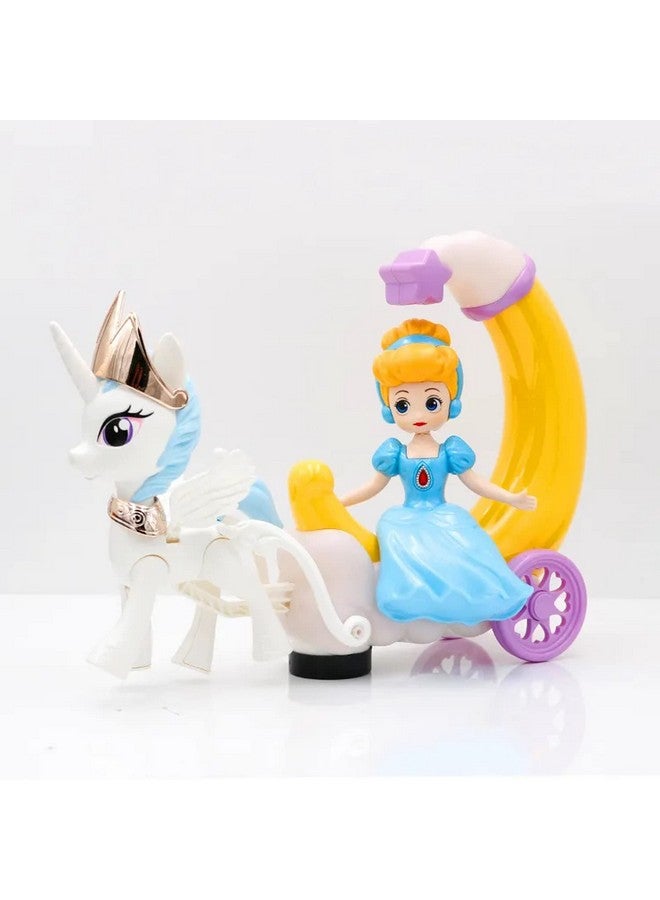 vGRASSP VGRASSP Moon Carriage Princess Series Toy Doll with Unicorn and Moon Interactive Cute Doll Colorful LED Lights and Music for Girls (Color and Design as per Stock)  - Image 2