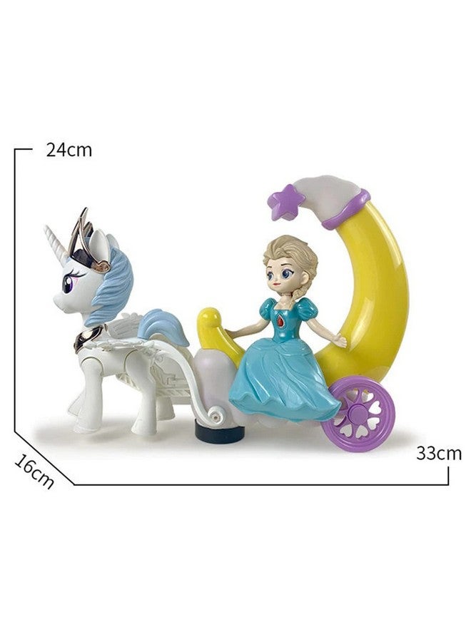 vGRASSP VGRASSP Moon Carriage Princess Series Toy Doll with Unicorn and Moon Interactive Cute Doll Colorful LED Lights and Music for Girls (Color and Design as per Stock)  - Image 4