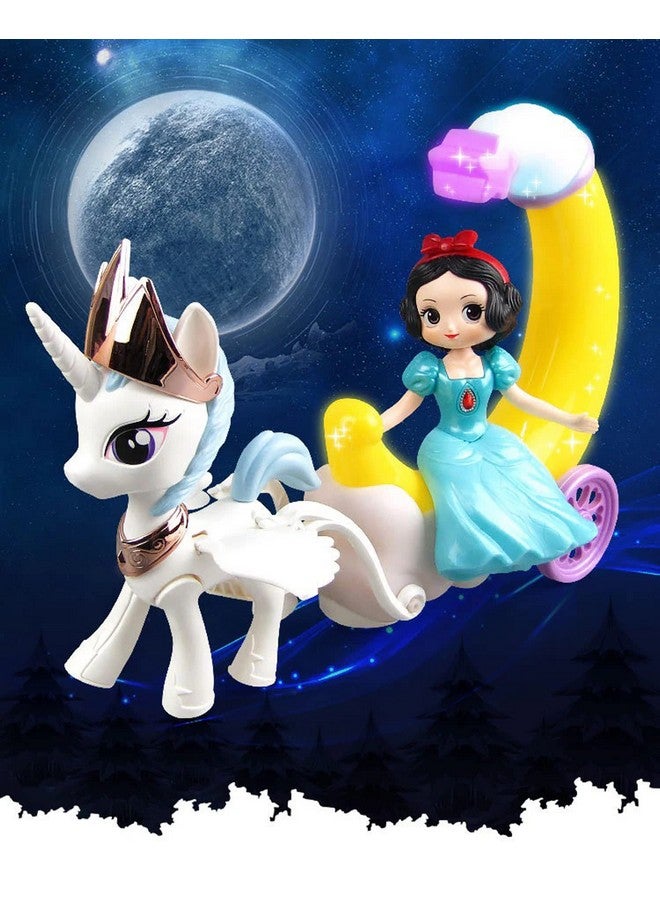 vGRASSP VGRASSP Moon Carriage Princess Series Toy Doll with Unicorn and Moon Interactive Cute Doll Colorful LED Lights and Music for Girls (Color and Design as per Stock)  - Image 3