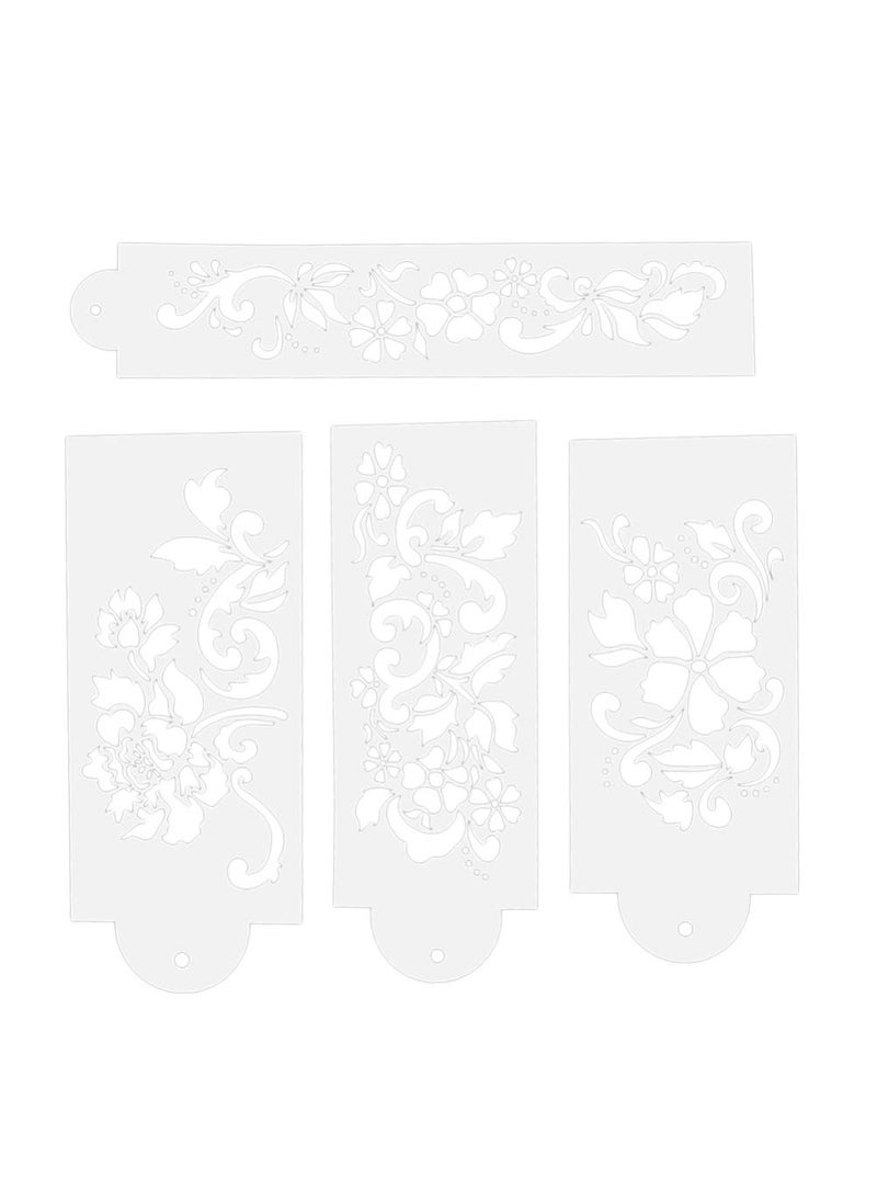 Artibetter - Artibetter 2 Sets Lace Flower Cake Fondant Side Baking Stencil Templates Creative Wedding Cake Decorating DIY Baking Tools (White) - Image 1