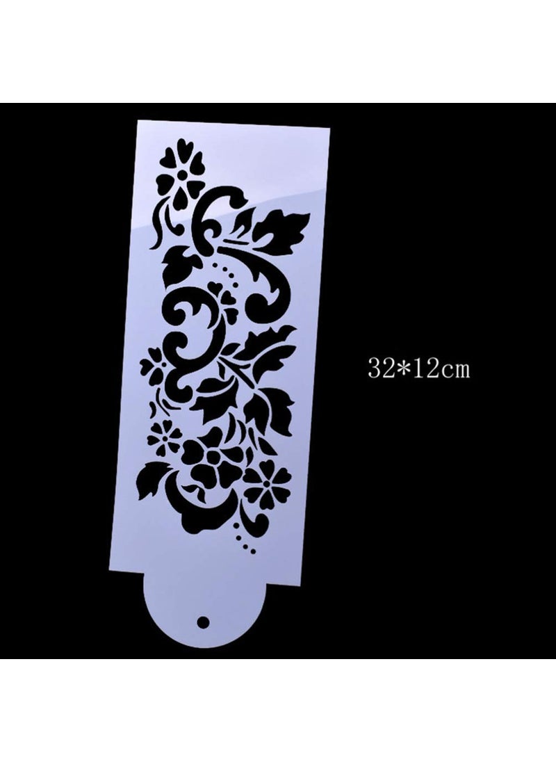 Artibetter - Artibetter 2 Sets Lace Flower Cake Fondant Side Baking Stencil Templates Creative Wedding Cake Decorating DIY Baking Tools (White) - Image 1
