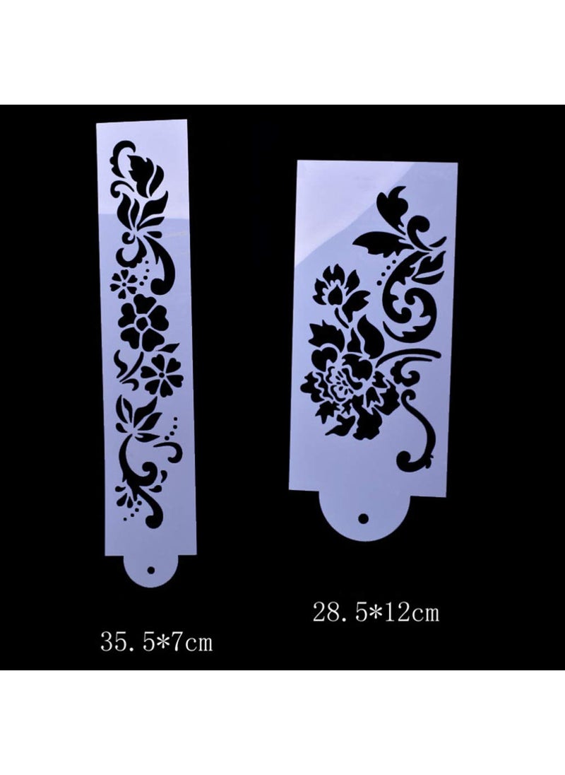 Artibetter - Artibetter 2 Sets Lace Flower Cake Fondant Side Baking Stencil Templates Creative Wedding Cake Decorating DIY Baking Tools (White) - Image 1