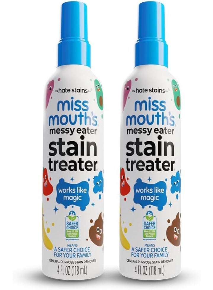 Miss Mouth's Messy Eater Non-Toxic Baby and Kids Stain Remover for Clothing, Carpet, Fabric, and Upholstery. Kid Tested and Mom Approved (118ml, 4 oz Spray Bottles) 2 Pack - Image 1