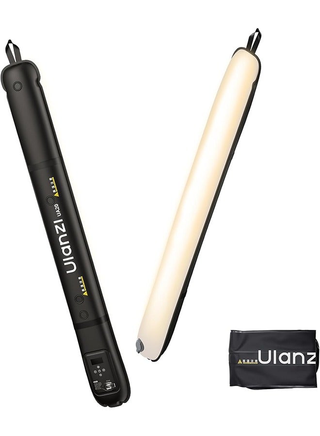 يولانزي مصباح أنبوبي قابل للنفخ ثنائي اللون من Ulanzi UA20 بقدرة 20 واط، محمول باليد، مغناطيسي، من 2700 كلفن إلى 6500 كلفن، مؤشر تجسيد اللون 95+، ضوء بث فيديو هوائي، حامل 1/4 بوصة، عصا إضاءة تصوير فوتوغرافي - Image 1