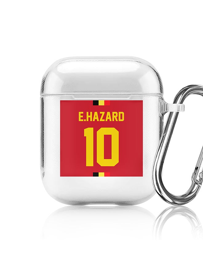 Stylizedd Classic Clear printed Case for Apple Airpods 2 / 1 Soft TPU Gel Thin Transparent Flexible Cover - Football Team - Belgium, Player Name - E.Hazard - Image 1