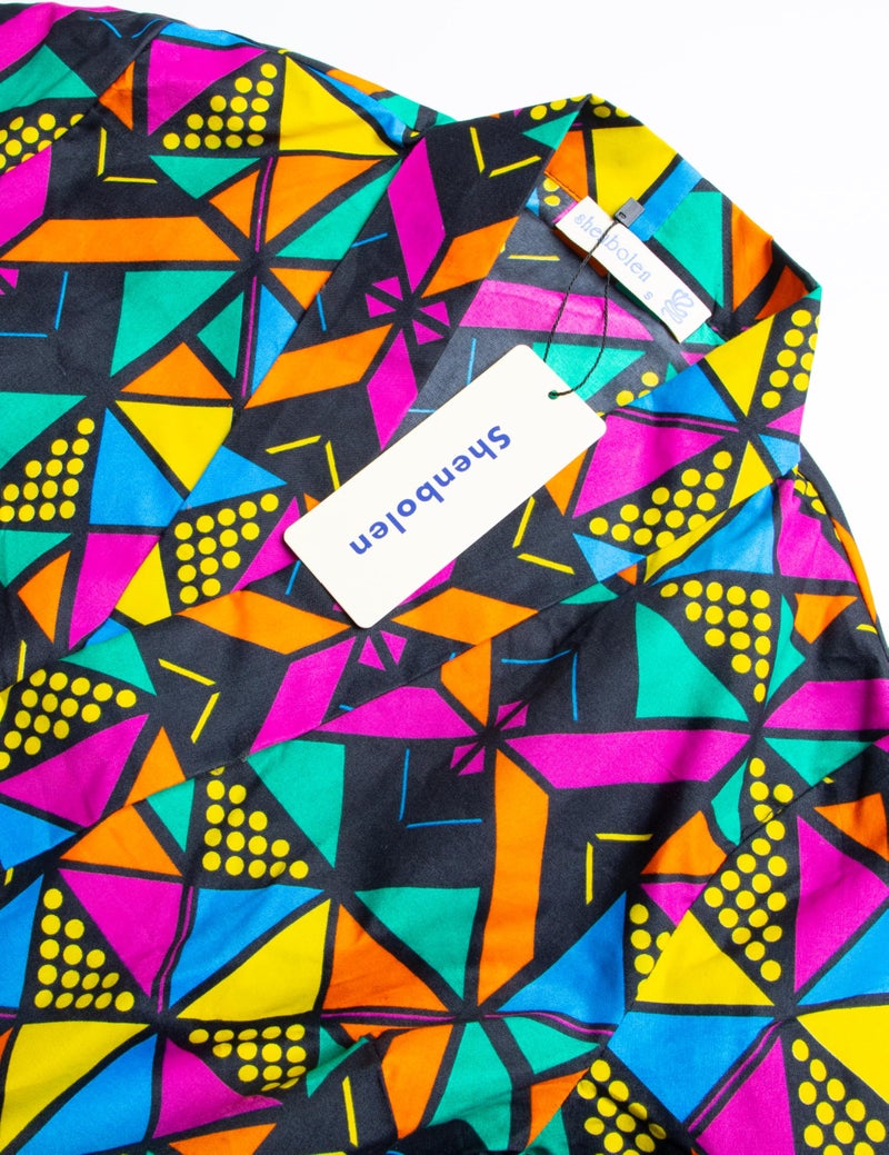 SHENBOLEN Women African Traditional Batik Print Long Sleeve Shirt Dashiki Casual Cotton Shirt(Small,E) - Image 3