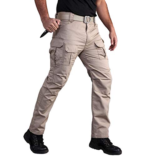 CARWORNIC Gear Men's Tactical Cargo Pants Waterpoof Lightweight Rip Stop EDC Military Combat Trousers (38W x 32L, Khaki-2) - Image 3