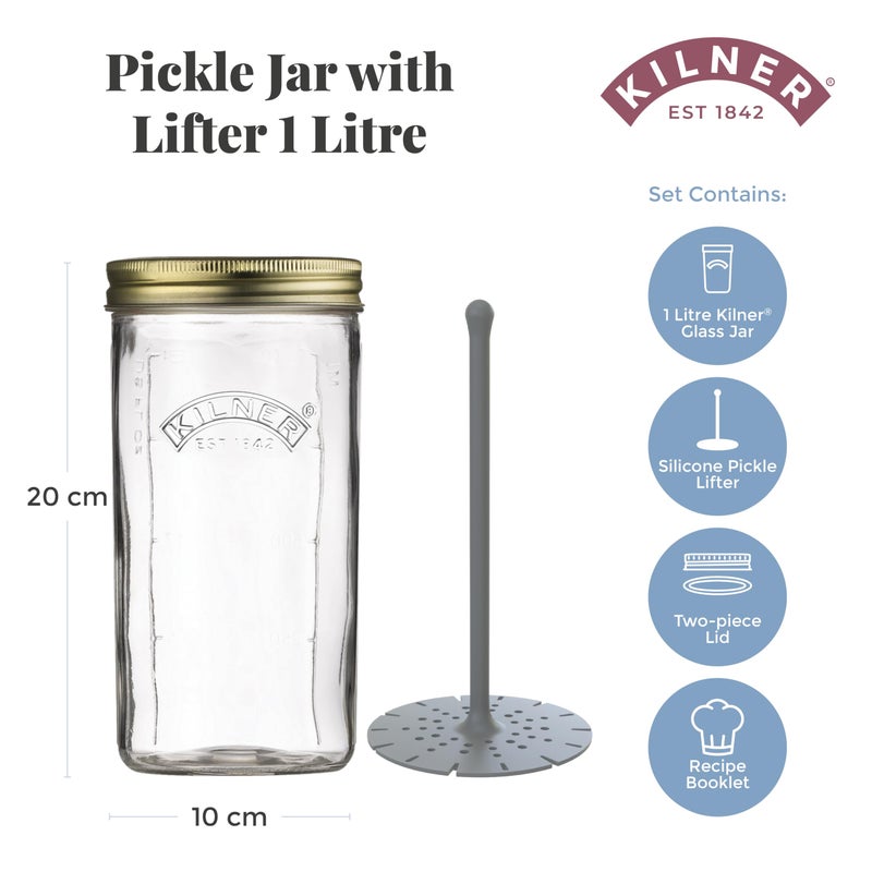 Kilner Pickle Jar with Lifter 1 Litre - Image 2