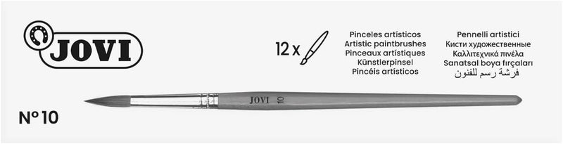 Jovi Artistic Brush Set - 12 Pony Hair Brushes, Size No. 10 for Crafts and Watercolor - Image 2