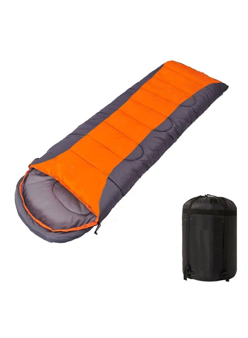 BlueFire Envelope Down Sleeping Bag 1.8kg Orange/Grey, Waterproof & Cold-Proof with Carry Bag, White Duck Down Insulation, Adult Single Person, Lightweight & Compact for Outdoor Camping, Hiking, Trekking - Image 1