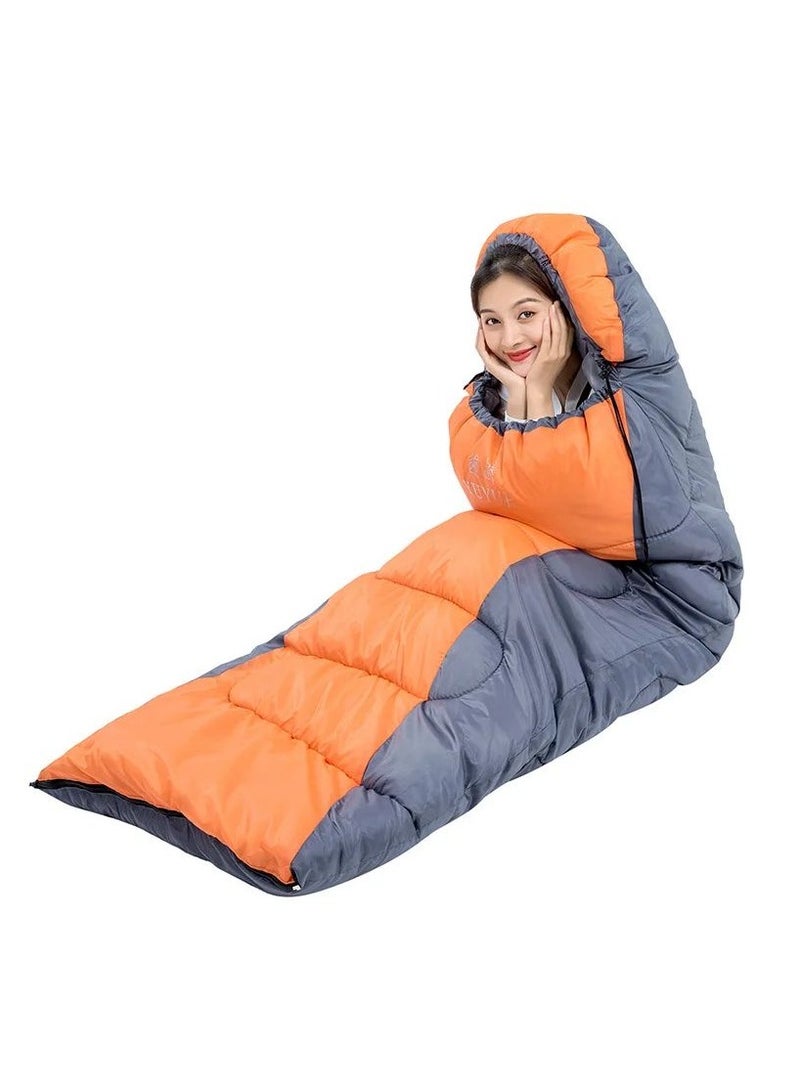 BlueFire Envelope Down Sleeping Bag 1.8kg Orange/Grey, Waterproof & Cold-Proof with Carry Bag, White Duck Down Insulation, Adult Single Person, Lightweight & Compact for Outdoor Camping, Hiking, Trekking - Image 3