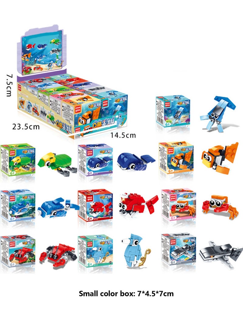 Children's Educational Small Particle Assembly Building Block Collection Set Toy(Marine Animals 10 Small Boxes) - Image 2