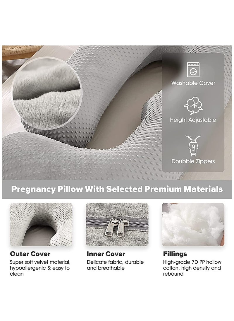 Arabest Pregnancy Pillow, U-Shaped Full Body Maternity Support Pillow, Breastfeeding Pillow with Washable Velvet Cover for Support Pregnant Women Back, Hips, Legs  - Image 3