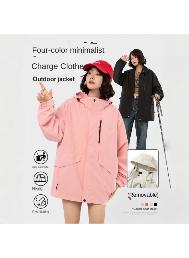 Izexx Tide Brand Mountain Three-proof Charge Jacket Outdoor Travel Large Pocket Windproof Velcro Couple Charge Jacket - Image 2