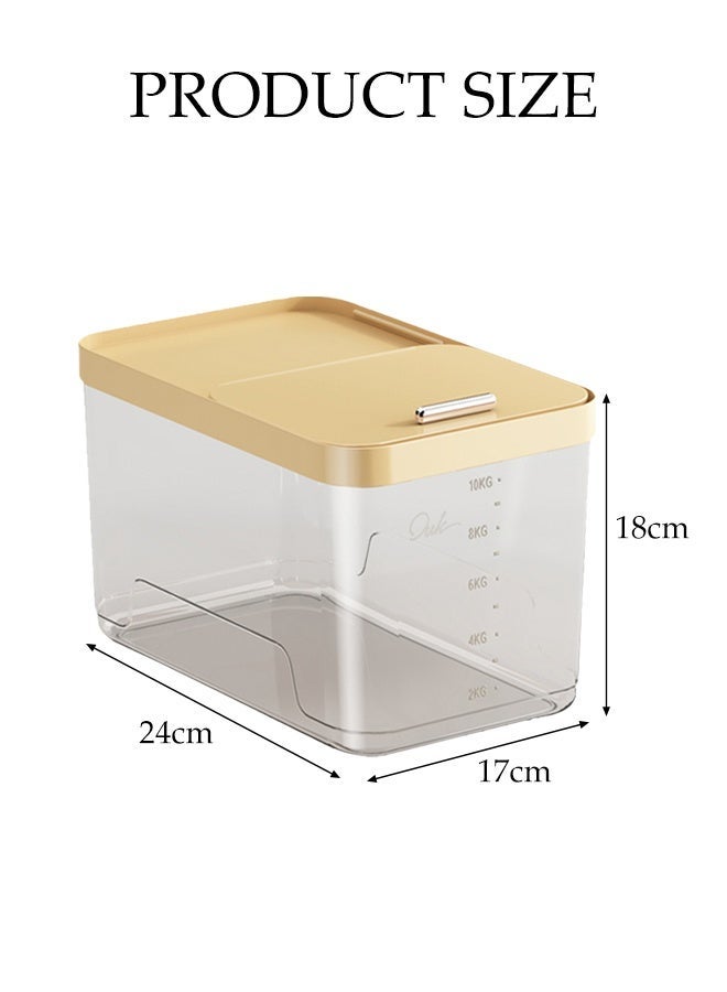 DUNISO Rice Dispenser with Lid, Airtight Foods Container, Transparent Rice Sealed Bucket, BPA Free Kitchen Rice Storage Container with Measuring Cup, Kitchen Organizers for Storage Flour, Pet Foods, Grains (5kg） - Image 2