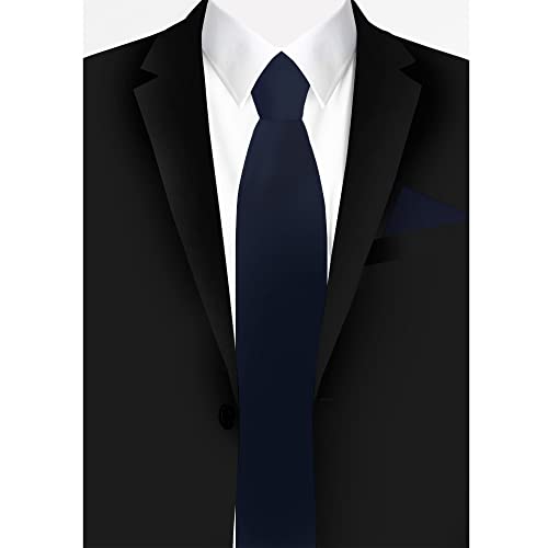 Jacob Alexander Men's Pocket Square Solid Color Handkerchief - Navy - Image 4
