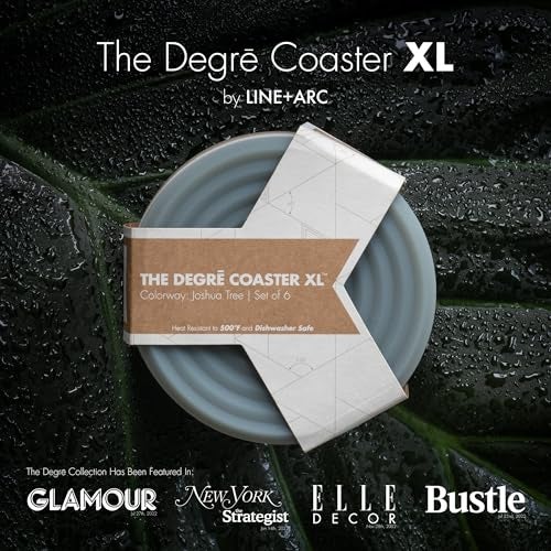 LINE+ARC Extra Thick Silicone Coasters (As Seen in NYTimes WireCutter) Waterproof Anti-Stain Heat-Safe Dishwasher-Safe Degrē Coasters XL (Set of 6 Sandstone) Outdoor Rubber Mid-Century Modern - Image 2