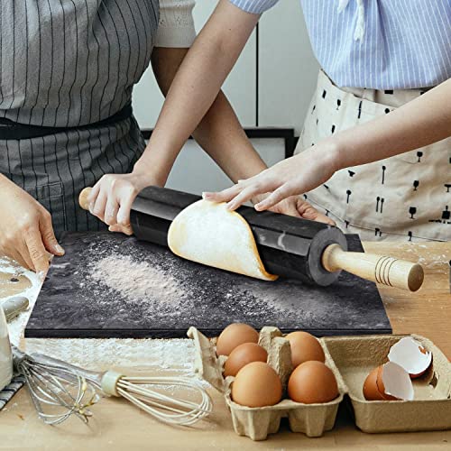 Flexzion Round Marble Cheese Board - 12 Inch Gray Serving Board for Charcuterie, Cheese, Cutting, Pastry, Trivet - Non-Stick and Heat Resistant - Image 5