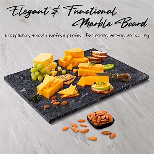 Flexzion Round Marble Cheese Board - 12 Inch Gray Serving Board for Charcuterie, Cheese, Cutting, Pastry, Trivet - Non-Stick and Heat Resistant - Image 2