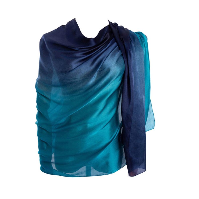CYZLANN Women's Scarves 100% Silk Long Lightweight Scarfs for women(blue lake blue) - Image 1