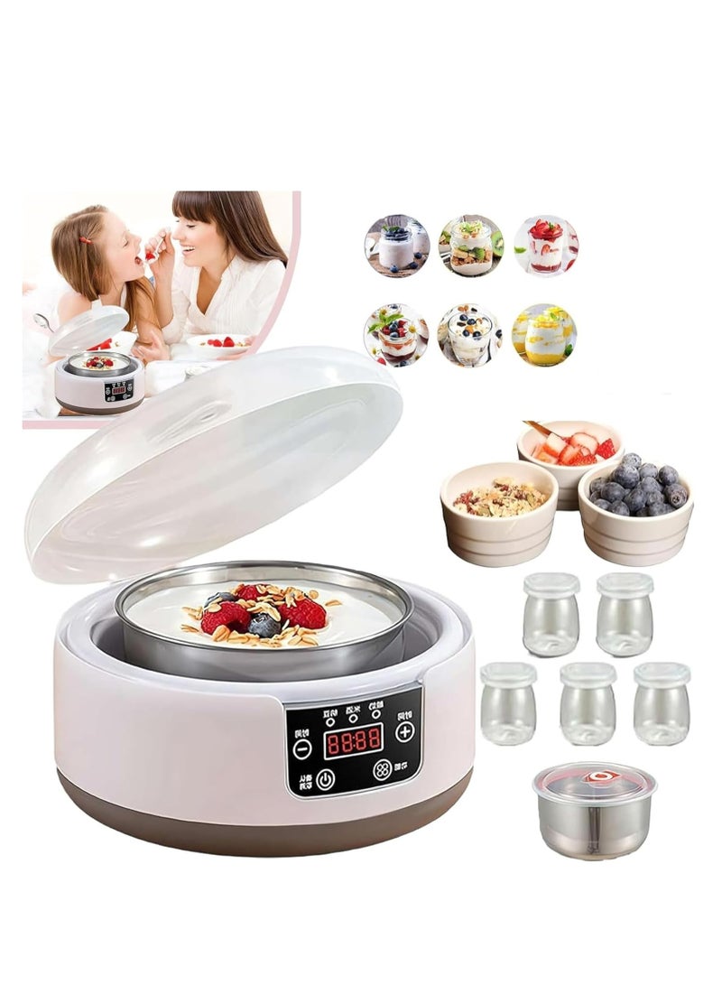 Furtey Yogurt Maker, Yogurt Maker with Stainless Steel Inner Tank and 5 Glasses, Great for Home Organic Yogurt, Rice Wine, Natto Maker, BPA Free - Image 1