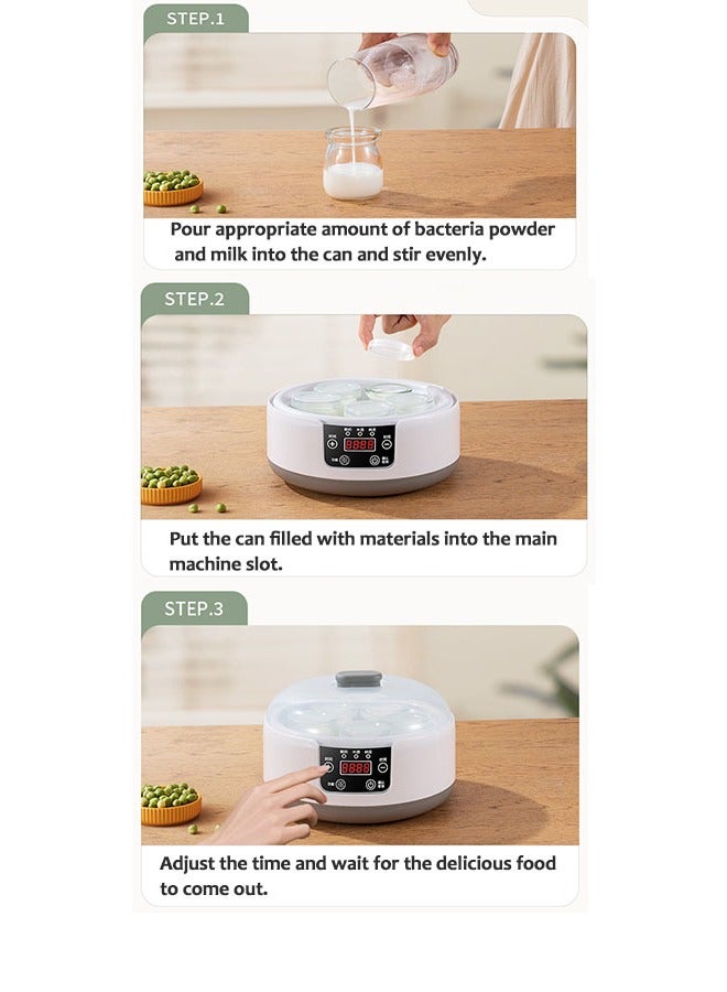 Furtey Yogurt Maker, Yogurt Maker with Stainless Steel Inner Tank and 5 Glasses, Great for Home Organic Yogurt, Rice Wine, Natto Maker, BPA Free - Image 5